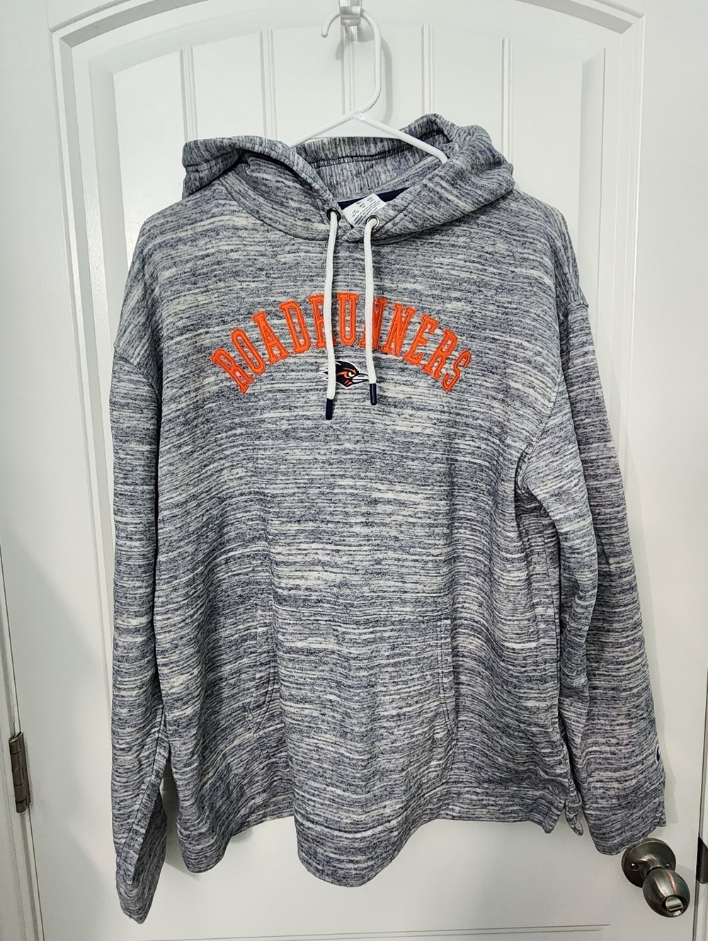 Champion Gray Marled UTSA Roadrunners Hoodie with Orange Embroidery, Size XL
